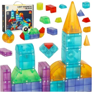 MAGNETYCZNE ŚWIECĄCE KLOCKI  64 EL. - Klocki - miniaturka - grafika 1