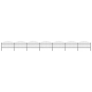 vidaxl Panele ogrodzeniowe z grotami, stal, (1-1,25)x11,9 m, czarne - Ogrodzenia - miniaturka - grafika 1