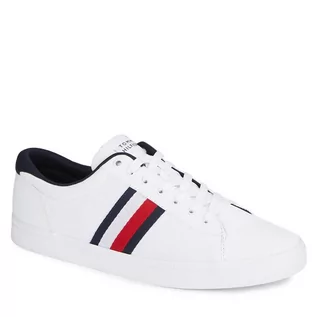 Trampki męskie - Tenisówki Tommy Hilfiger Iconic Vulc Stripes Mesh FM0FM05072 White YBS - grafika 1