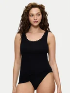 Koszulki i topy damskie - Triumph Top Feel Of Cotton 10224975 Czarny Slim Fit - miniaturka - grafika 1