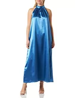 Sukienki - Vila Damska sukienka Visittas z kołnierzem maxi Dress-Noos, federal blue, 40 - miniaturka - grafika 1