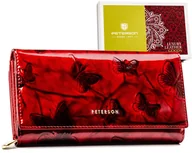 Portfele - Portfel damski skórzany PETERSON czerwony skóra lakierowana - miniaturka - grafika 1