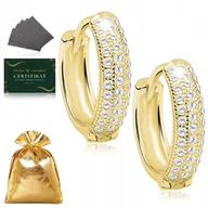 Biżuteria dla dzieci - KOLCZYKI ZŁOTE DLA DZIEWCZYNKI KÓŁKA Z CYRKONIAMI 925/585 PREZENT 1,4 CM - miniaturka - grafika 1