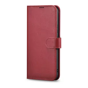 iCarer Haitang Leather Wallet Case skórzane etui do Samsung Galaxy S22+ (S22 Plus) portfel obudowa pokrowiec czerwony (AKSM05RD) - Etui i futerały do telefonów - miniaturka - grafika 3