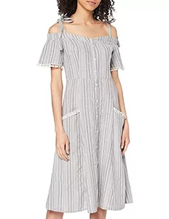 Koton Damska letnia sukienka z dekoltem w łódkę, sukienka na imprezę, Szary szary 02y, 38 PL - Sukienki - miniaturka - grafika 1