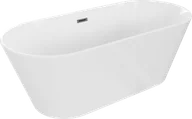 Wanny - Mexen Flavia wanna wolnostojąca 160 x 75 cm, biała, przelew gun gray szczotkowany - 54031608000-66 - miniaturka - grafika 1