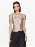 Koszulki i topy damskie - Patrizia Pepe Top 8C0589/A215-F1PZ Beżowy Slim Fit - miniaturka - grafika 1