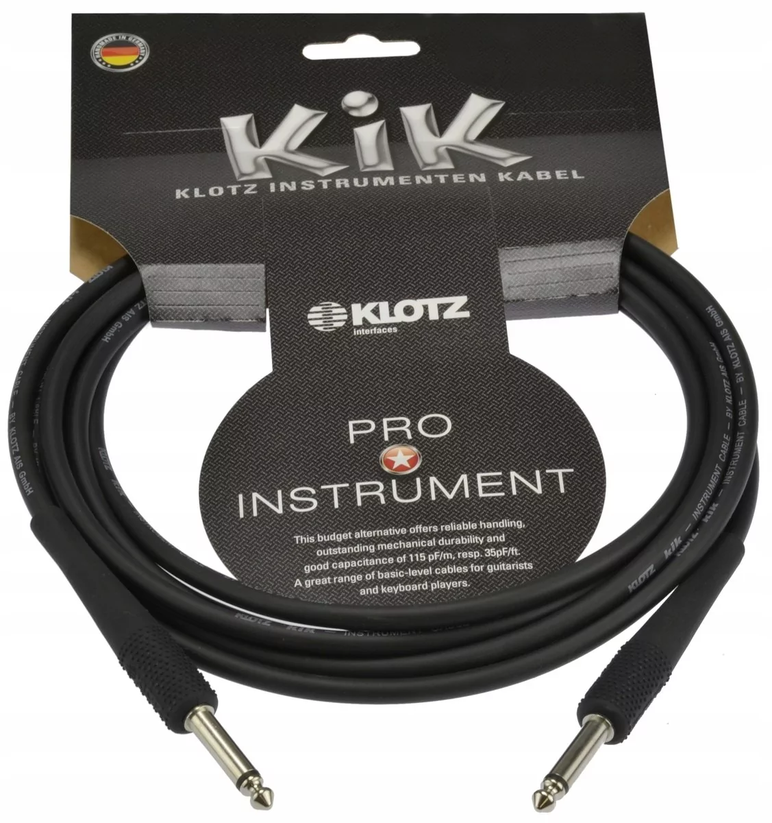 Klotz Instrumentenkabel  6,3mm-Klinke 4,5m KIK4.5PPSW