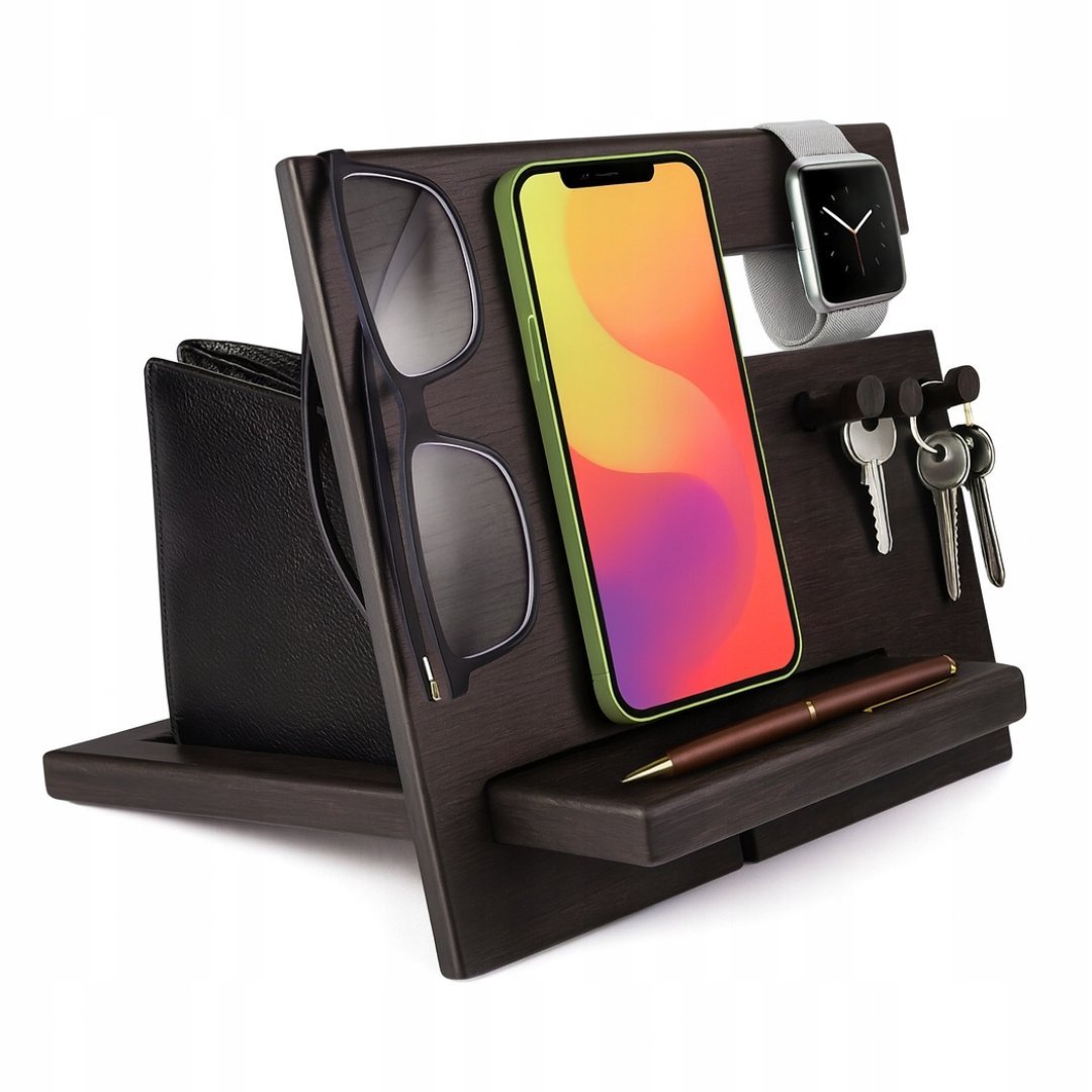 DREWNIANY STOJAK NA AKCESORIA ORGANIZER TACA WYSTAWOWA - PIĘKNY PREZENT