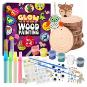 Zabawki kreatywne - DUŻY ZESTAW DO MALOWANIA NA DREWNIE PLASTRY DIY ŚWIECĄCY W CIEMNOŚCI FARBY - miniaturka - grafika 1