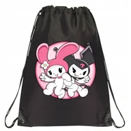Torby szkolne - P157 PLECAK WOREK NA BUTY TORNISTER KUROMI ANIME KRÓLICZEK JAKOŚĆ CZARNY - miniaturka - grafika 1