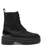 Botki damskie - Tommy Hilfiger Trapery Flag Ventile Lace Up Boot FW0FW08287 Czarny - miniaturka - grafika 1