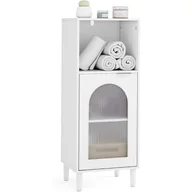 Szafki łazienkowe - Szafka Łazienkowa, Mebel Kuchenny z Regulowaną Półką, Drzwi z Prążkowanym Szkłem, 1 Otwarta Komora, 35 x 30 x 90 cm, Biały - miniaturka - grafika 1