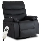Fotele - Fotel Rozkładany Masujący Wypoczynkowy z Masażem Dla Seniora BRUCE Czarny - miniaturka - grafika 1