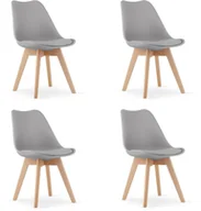 Krzesła - Krzesło szare skandynawskie MARK nogi bukowe 4 szt. loft kuchnia jadalnia - miniaturka - grafika 1