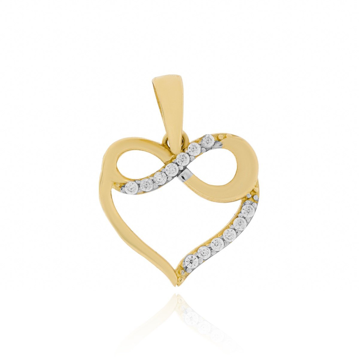Złota zawieszka serduszko z cyrkoniami pr. 333