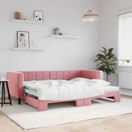Sofy i kanapy - vidaXL Sofa rozsuwana, różowa, 80x200 cm, aksamit - miniaturka - grafika 1