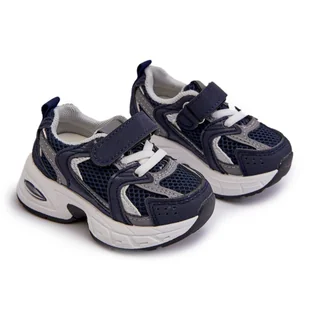 FR1 Dziecięce Buty Sportowe Sneakersy Na Rzep Granatowe Rulagia niebieskie - Buty dla dziewczynek - miniaturka - grafika 1