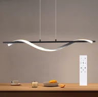 Lampy sufitowe - ZMH Lampa wisząca LED do jadalni Ściemnialna lampa wisząca do salonu Nowoczesna lampa wisząca 21W z pilotem Konstrukcja w kształcie fali Żyrandol o regulowanej wysokości 150 cm - miniaturka - grafika 1