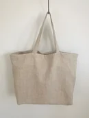 Torby i wózki na zakupy - Duża torba lniana, torba na zakupy, shopping - miniaturka - grafika 1