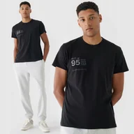 Koszulki męskie - Koszulka Męska 4F T-shirt Sportowy Regular Z Nadrukiem Czarny TTSHM2483 XL - miniaturka - grafika 1