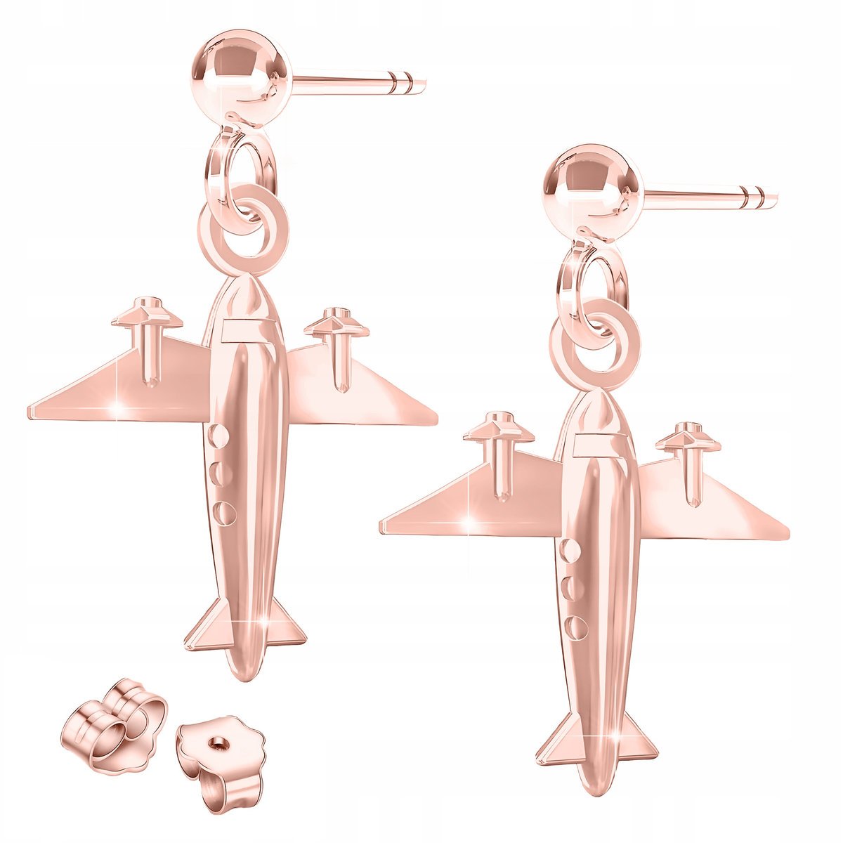 Kolczyki Pozłacane z Samolotami Lot Samoloty Samolociki Plane SREBRO 925