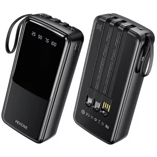 WEKOME WP-10 Pop Digital Series - Power bank 20000 mAh z wbudowanym kablem USB-C / Lightning / Micro USB + USB-A (Czarny) - Powerbanki - miniaturka - grafika 1