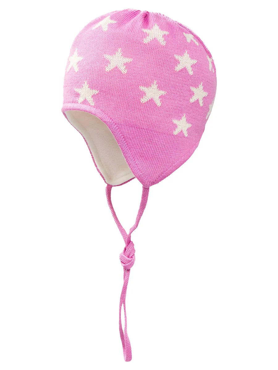 Niemowlęca czapka wiązana w gwiazdy różowa Doll r.41
