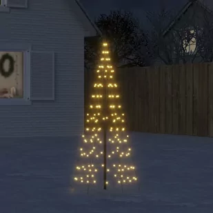 vidaXL Choinka z lampek, na maszt, 200 ciepłych białych LED, 180 cm - Oświetlenie świąteczne - miniaturka - grafika 1