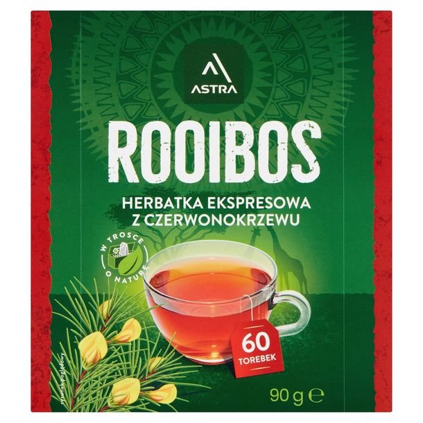 ASTRA herbata ekspresowa z CZERWONOKRZEWU ROOIBOS 60 torebek z zawieszką