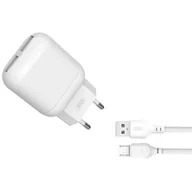 Powerbanki - XO ładowarka sieciowa L78 2x USB 2,4A biała + kabel microUSB 8_2265707 - miniaturka - grafika 1