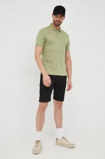 Koszulki męskie - Calvin Klein polo bawełniane kolor zielony gładki - grafika 1