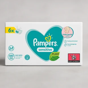 Pampers Sensitve chusteczki nawilżane 6x80 szt - Chusteczki nawilżane - miniaturka - grafika 1
