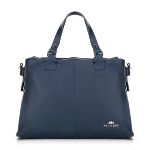 Damska shopperka ze skóry dwukomorowa granatowa - Torebki damskie Damska shopperka ze skóry dwukomorowa granatowa - Torebki damskie - miniaturka - grafika 1