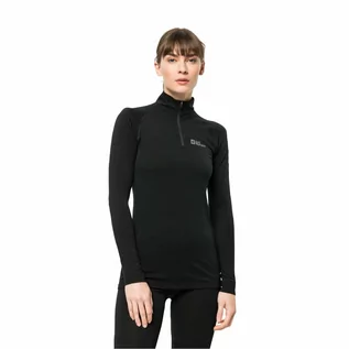 Bielizna sportowa damska - Damska koszulka wełniana Jack Wolfskin ALPSPITZE WOOL L/S HZ W black - XL - grafika 1