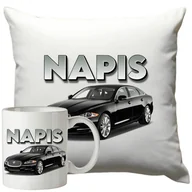 Gadżety dla niej i dla niego - Kubek Poduszka Jaguar 330ml 40x40cm z Napisem Zestaw Motoryzacyjny - miniaturka - grafika 1