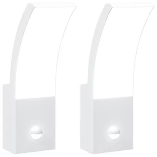vidaXL Zewnętrzne kinkiety LED z czujnikami, 2 szt., białe, aluminium - Lampy ogrodowe - miniaturka - grafika 1