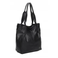 Torebki damskie - Czarna Pojemna Torebka Damska na Ramię LUIGISANTO Format A4 Shopper Worek - miniaturka - grafika 1