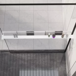 vidaXL Półka ścienna do prysznica typu walk-in, biała, 115 cm - Akcesoria łazienkowe - miniaturka - grafika 1
