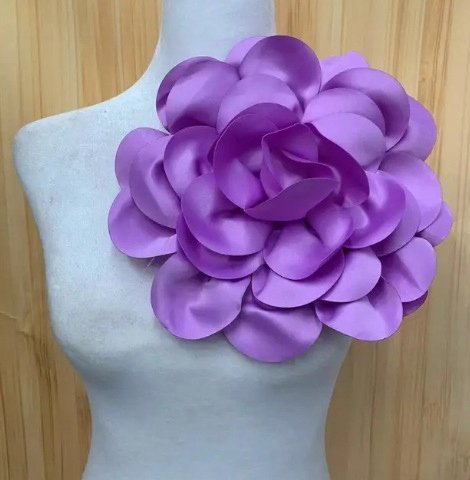 duża BROSZKA przypinka KWIAT liliowy 20cm satynowa RÓŻA elegancka