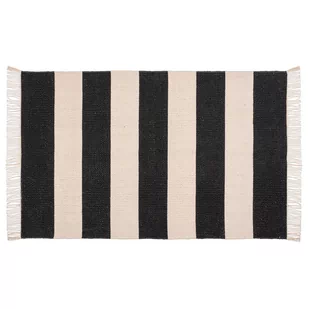 Czarno-beżowy dywanik łazienkowy z bawełny z recyklingu Wenko Kasi, 50x80 cm - Dywaniki łazienkowe - miniaturka - grafika 1