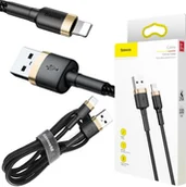 Ładowarki do telefonów - KABEL USB-A -> Lightning / iPhone Baseus Cafule CALKLF-BV1 100cm Apple 2.4A CZARNO-ZŁOTY W OPLOCIE - miniaturka - grafika 1