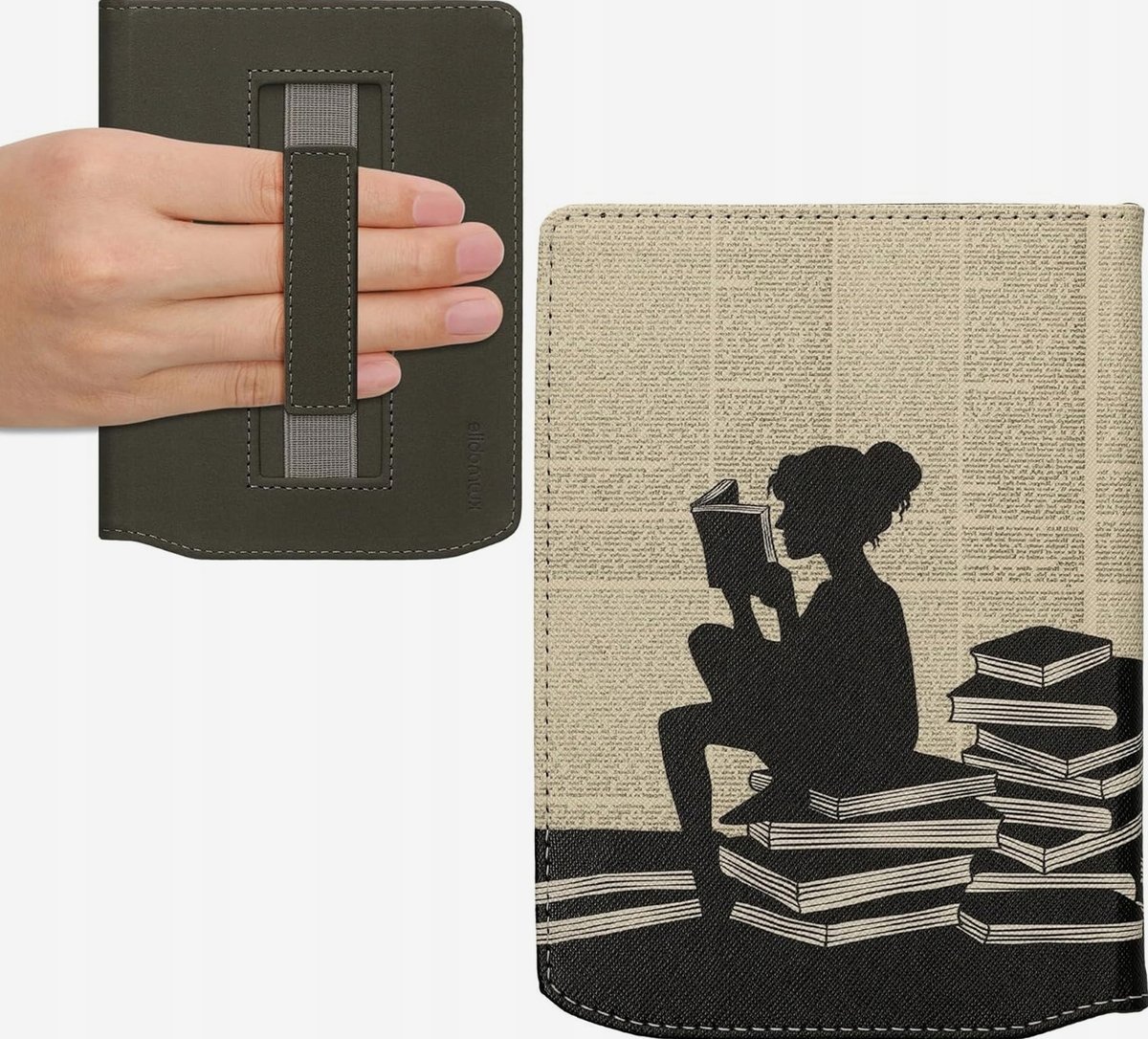 Etui czytnik e-booków 16.5x11.5x1.8 cm z paskiem imitacja skóry