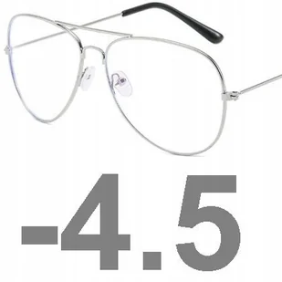 Okulary korekcyjne minusy pilotki srebrne -4.5 - Okulary korekcyjne, oprawki, szkła - miniaturka - grafika 1