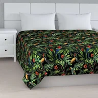 Narzuty - Dekoria Narzuta pikowana w pasy papugi i tukany na czarnym tle 100 x 160cm Velvet 836-704-28 - miniaturka - grafika 1