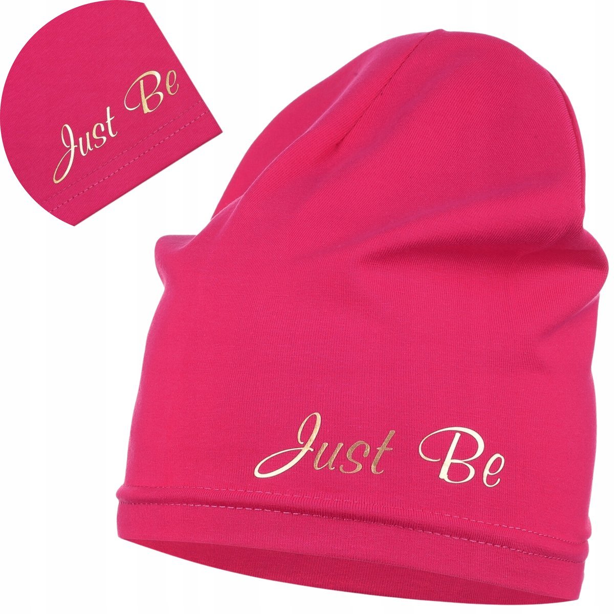 Dziecięca Czapka Czapeczka Różowa Jesienna Bawełniana Ozdobny Napis 50-54