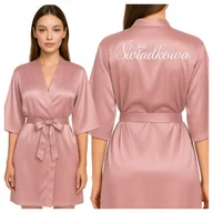 Komplety bielizny - Szlafrok damski satynowy z napisem Świadkowa -XXL - miniaturka - grafika 1