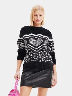 Desigual Sweter 23WWJF56 Czarny Regular Fit - Swetry damskie - miniaturka - grafika 1