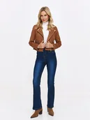 Kurtki damskie - Krótka zamszowa kurtka w kolorze camel - miniaturka - grafika 1