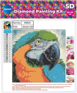 Mozaika diamentowa 5D KIT 20x20cm CENTRUM papuga 89624 /0452-6301-94/ PP1015-P - Malowanie po numerach - miniaturka - grafika 2
